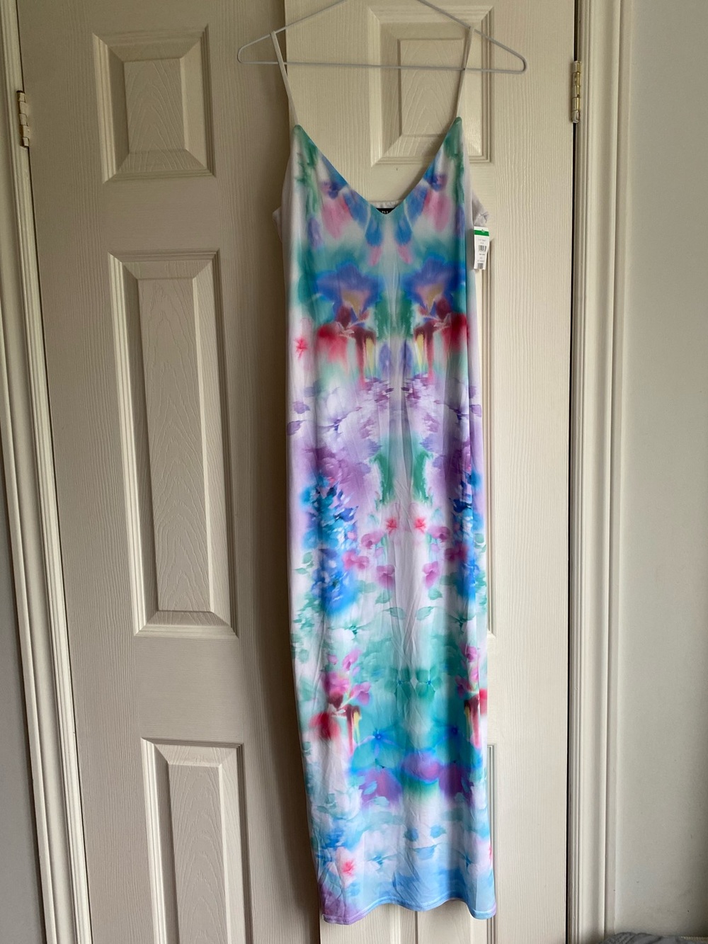 New AFRM Pastel Watercolor Maxi Dress - White with Blue, Pink, Green large - Picture 7 of 7